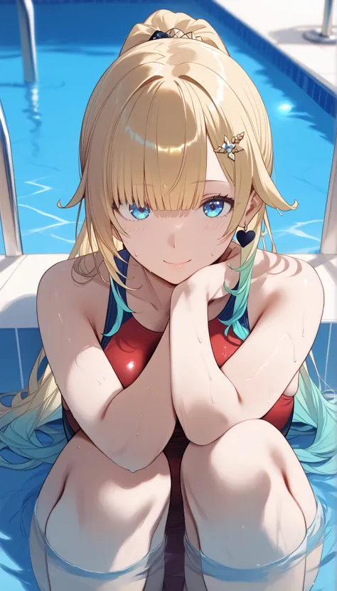 masterpiece, score_9, score_8_up, score_7_up, anime, pinup, masterpiece, full twinkle, perfect face, best quality, high resolution, aizawa ema, 1girl, virtual youtuber, blonde hair, aqua hair, gradient hair, long hair, very long hair, blunt bangs, blue eye...