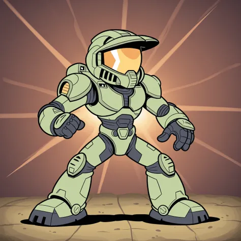 Rubberhose, toon \(style\) masterchief, helmet, visor, power armor 