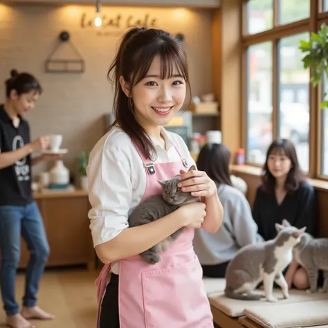 『1 Japanese girl:1.3』『Real Photo:1.3』Highest Quality:1.2、((big breasts))、with a slight cleavage、((young 20 year old woman ))、『smiling:1.9』、(((is anatomically correct、perfect anatomy、is anatomically correct指)))、Slender Body,realistic, Highest Quality, Ultra...