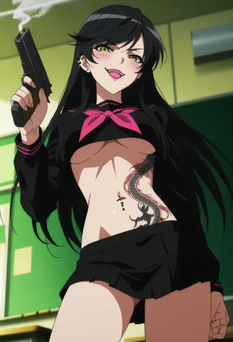 score_9, score_8_up, score_7_up, source_anime,
rakkoyumiya, rakko yumiya, long hair, black hair, , yellow eyes, swept bangs,
ear piercing, long hair, blush, lipstick, Hot girl, baddie, smoking, sensual, attractive, masterpiece, best quality, highly detaile...