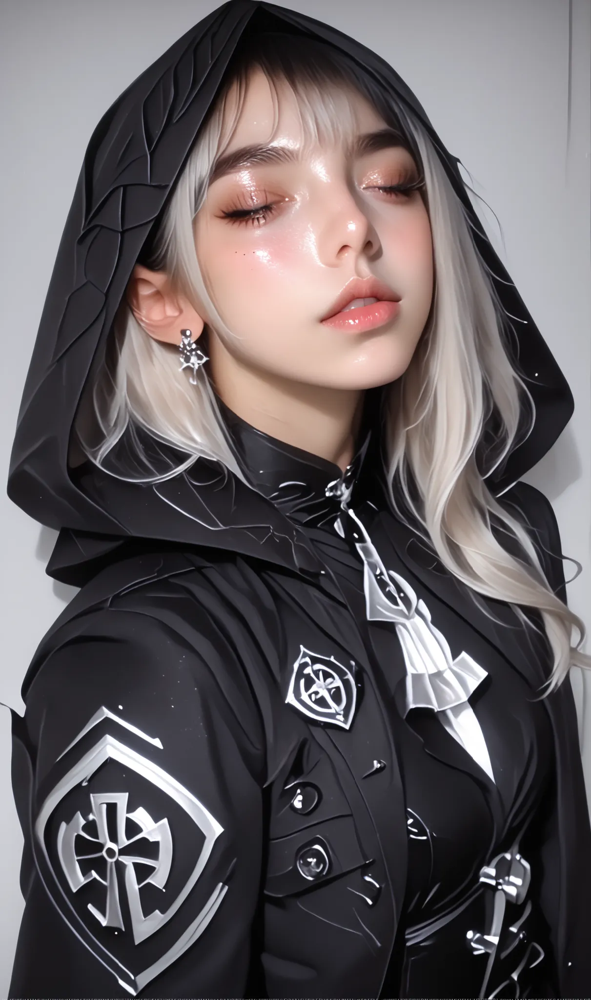 ((masterpiece, highest quality, Highest image quality, High resolution, photorealistic, Raw photo, Extremely detailed CG unified 8k wallpaper)), 1girl, solo, beautiful woman, 40yo, realistic skin texture, shiny skin, Millitary Barrack, Gothic magical girl...