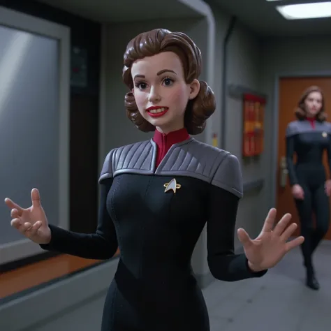 claymation
claymation animation of a female black DS9 uniform with gray shoulders and red collar