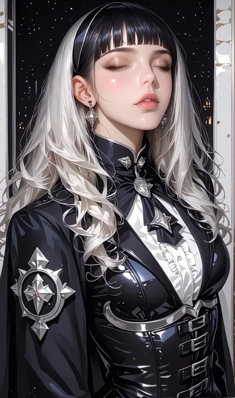 ((masterpiece, highest quality, Highest image quality, High resolution, photorealistic, Raw photo, Extremely detailed CG unified 8k wallpaper)), 1girl, solo, beautiful woman, 40yo, realistic skin texture, shiny skin, Millitary Barrack, Gothic magical girl...
