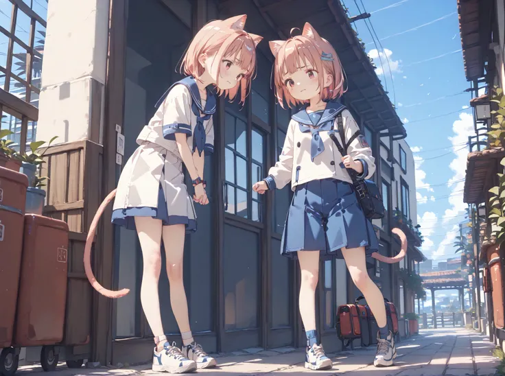 
high image quality、High Quality、8ｋ、4ｋ、Young girl、Duo、basement、Half naked、sailor suit、Cat ears、 cat tail、abusive 、Attack with a vibrator、