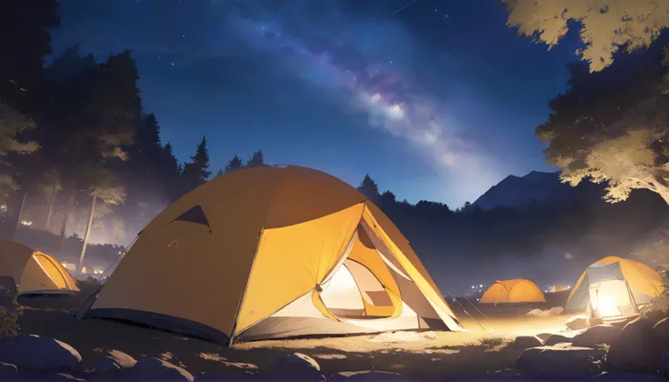 tent, Night Sky, star, Camp, Highly detailed, 8K, from below
