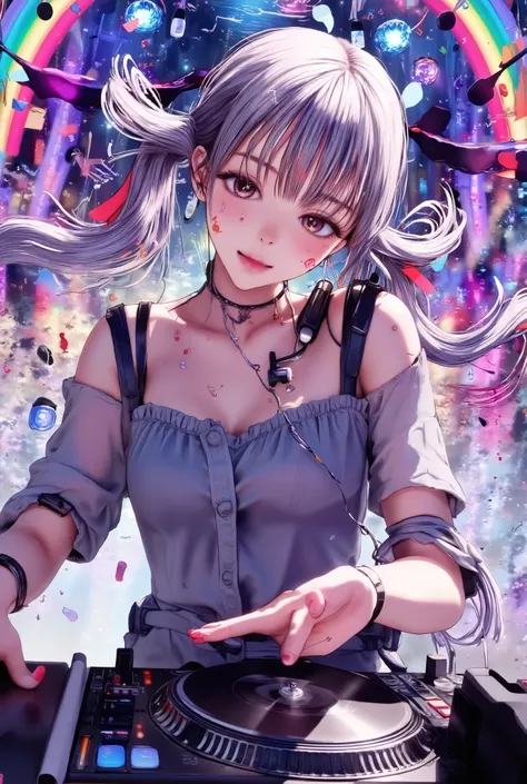 (((Colourful giant sound waves drift floating in the air))), (((Massive numbers of Music note appear here and there))), ((Music note:1.9)), Music note pattern, Music note pattern approaching, background of colorful Music note, even more sparkling Music not...