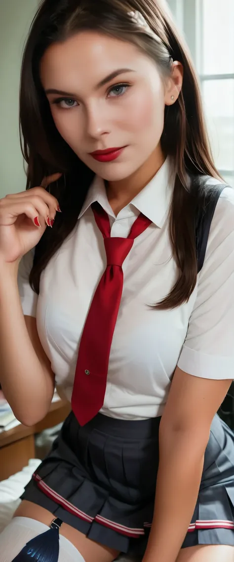 red lips,18yo girl in school uniform,anatomically_correct,rating_questionable