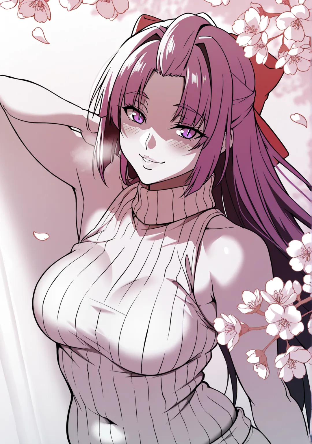 (love-saber-style:1.4), ((anatomical correct)), ((monochrome, greyscale, manga-style, spot colors, purple eyes)), (lineart:1.2), perfect body, perfect eyes, perfect fingers, gasping, heavy breathing, gasping profusely, ((skindentation)), ((curvy)), SHIKOK...