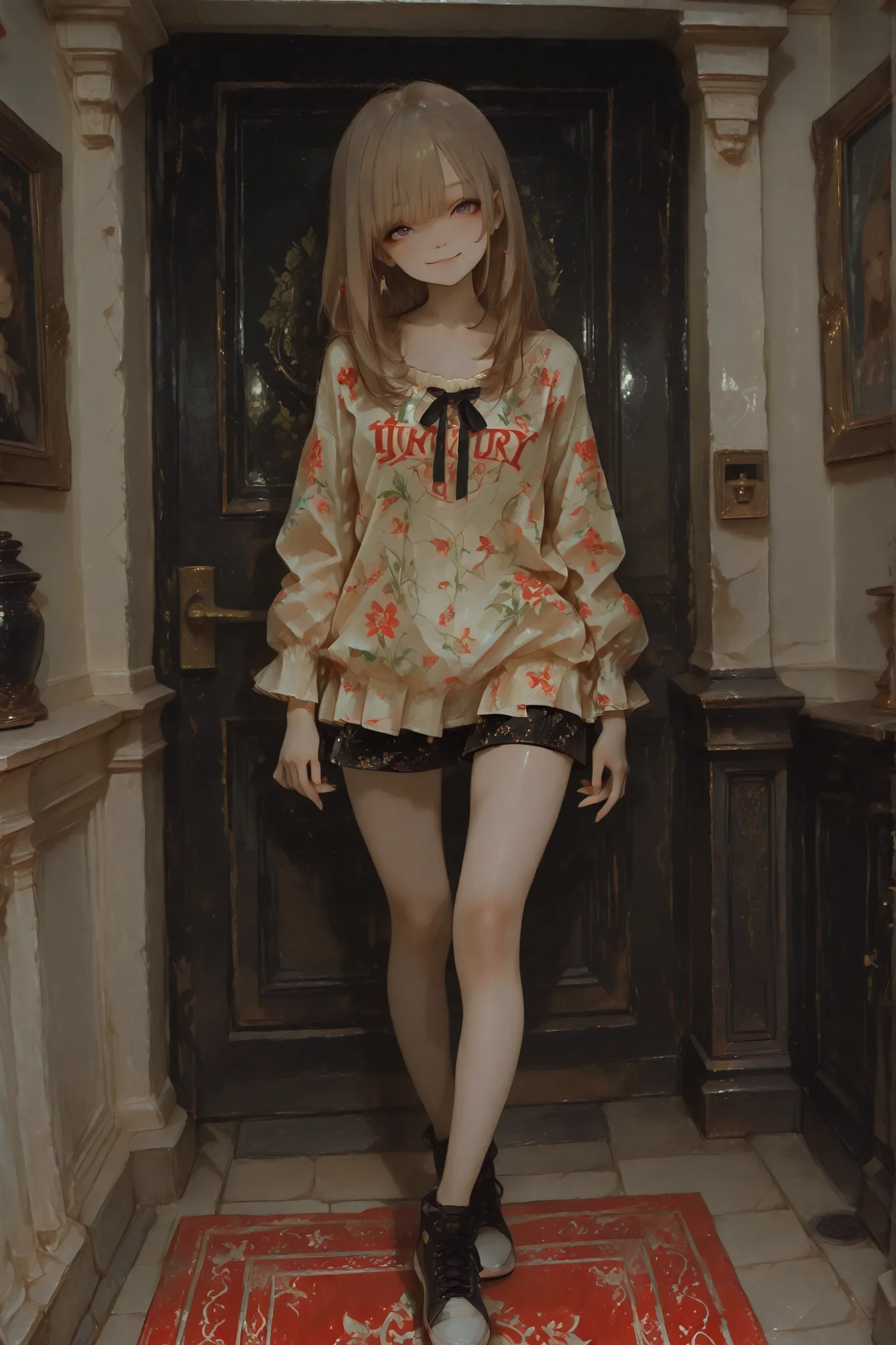 one girl,shortcuts,viewers,Smile,Casual Outfit,Standing,full body, front composition,Portrait,masterpiece、Highest Quality、correct、high resolution、8K、Exquisitely illustrated