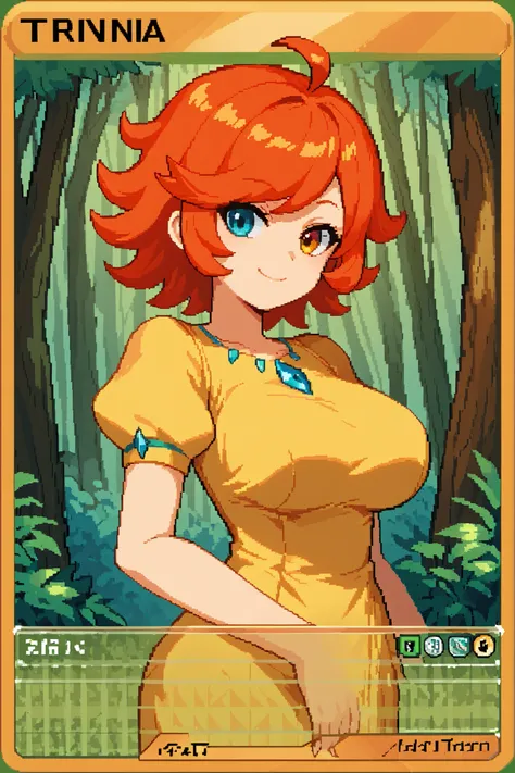 score_9, score_8_up, score_7_up, source_anime, 1girl, solo, pixel art, tr4dingcard, card (medium), english_test, common_rarity_icon, N, trading_card, white_trade_card_frames, solo, redhead BREAK 

Short hair, red hair, wavy hair, swept bangs, ahoge, hetero...