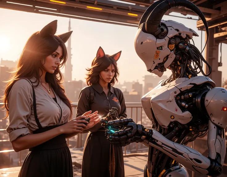 Outdoor Training Facilities,training teaching robot,a cat-headed student receiving instruction,A student with a goat head in Dubai、Big Muscular Female Students With ,(Highest Quality,4K,8k,high resolution,masterpiece:1.2),ultra detailed,(realistic,photorea...