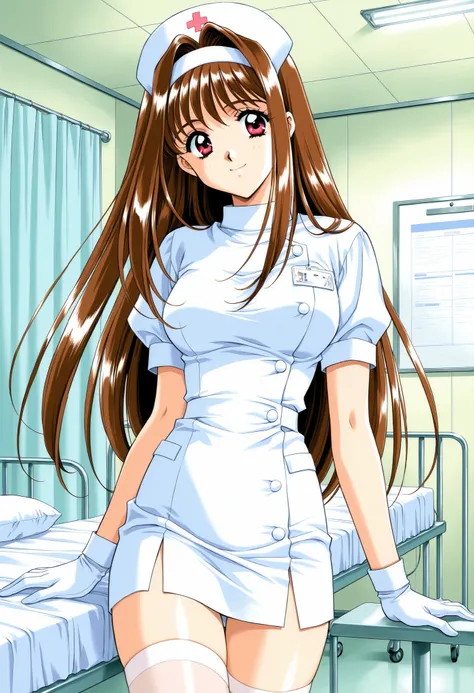 Score_9, score_8_up, score_7_up, source_anime, YuukiMizuho, 1girl, solo, long hair, brown hair, white hairband, red eyes, breasts, 1990s (style), kadoi aya style, (best quality), (high quality), {masterpiece}, extremely delicate and beautiful, ultra-detail...