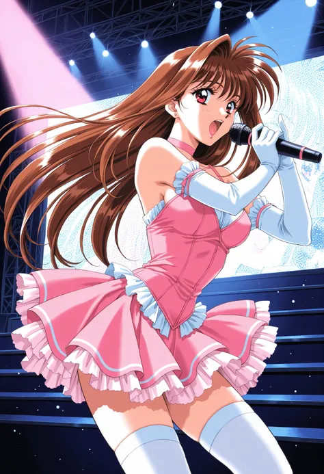 Score_9, score_8_up, score_7_up, source_anime, YuukiMizuho, 1girl, solo, long hair, brown hair, red eyes, breasts, 1990s (style), kadoi aya style, (best quality), (high quality), {masterpiece}, extremely delicate and beautiful, ultra-detailed, beautiful de...