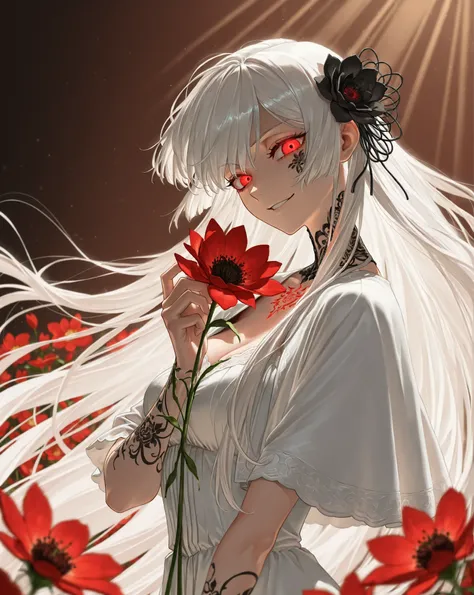 dynamic pose, action shot, masterpiece, dramatic lighting, deep lighting, god rays, best quality, amazing quality, very aesthetic, high resolution, ultra-detailed, absurdres, (hands:-0.33),
1girl, solo, (quarter shot, close up shot:1.19), flower garden, ho...
