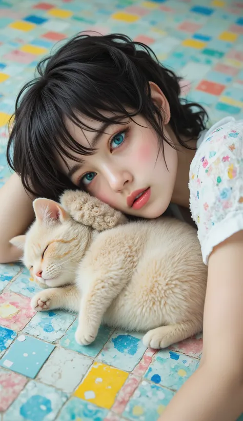 full body shot、Documentary Photos, realistic, dramatic scene, Very beautiful young Japanese woman, A famous beautiful Japanese idol, Beautiful white and clear skin, Colorful and shiny、The interior is visible through the transparent outer shell, beautiful t...