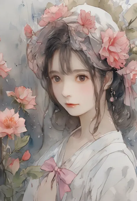 (最高品質), (現代スケッチ画,  ブラインド・コンター・ドローイング ), 紫と青のドレスを着た女性のアラフェッドの絵, 水彩ペン画, 水彩スケッチ, ペンと水彩, 水彩とペン, 水彩とペン, 画用紙の質感、画用紙の凹凸、 ゆるい水彩画, セシリー・ブラウンに触発された, crayons and 水彩スケッチ, 水彩画, 鉛筆と水彩, 喫煙する女性, 水彩色鉛筆 + インク画、ncpy43 style、正確な手指、