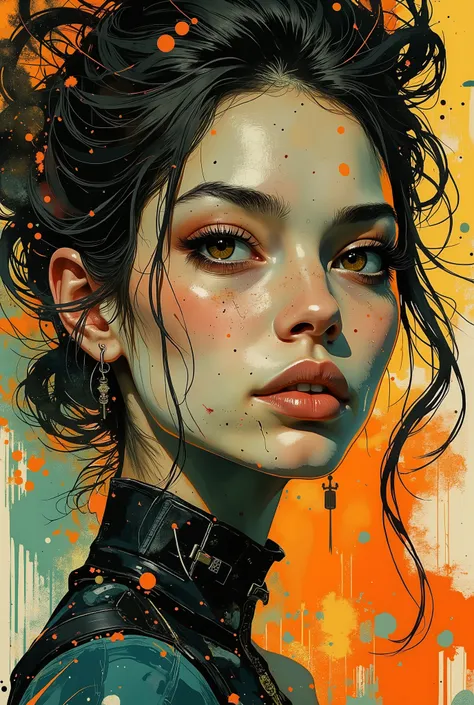 CLRFL-style digital drawing, depicts a portrait of a woman. 