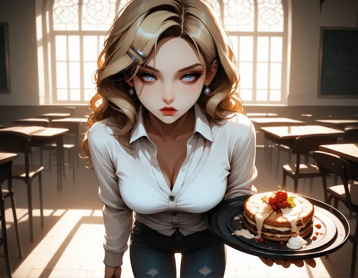 (masterpiece:1.2), (best quality:1.2), ultra detailed, 8k, watercolor, cinematic lighting, volumetric_lighting, rim light, soft shadows, ((forced_perspective)), (Diminishing scale perspective:1.3) BREAK (1girl, pale_skin, ash_blonde_hair, straight_hair, pa...