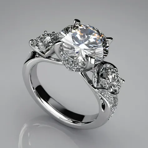 Engagement ring, ultra-realistic, photo-realistic, ultra-detailed, insane 3D Rendering, 8K Octane
Macro photography view of an engagement ring, with a 2 catat diamond 💎. One large diamond is shaped with extreme precision.The gold band has a swirl design ...