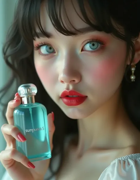 ((RAW Photo), Absurds, (Absurd Resolution)), ((Hyperrealism, Photorealistic)), (beautiful woman, fabulous hostess, 21 years old model), (realistic pupil, crystal clear light grey eyes), (make-up, red lips), (shiny hair, resting on her shoulders), (standing...