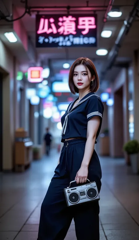 prompt
(Ultra short hair),1 woman,front view,((full body shot)),standing,staring at camera,(best quality),masterpiece,(high res),8k,RAW,(ultra realistic),professional lighting, pan focus,(deep depth of field),insanely detailed,(golden ratio),perfect anato...