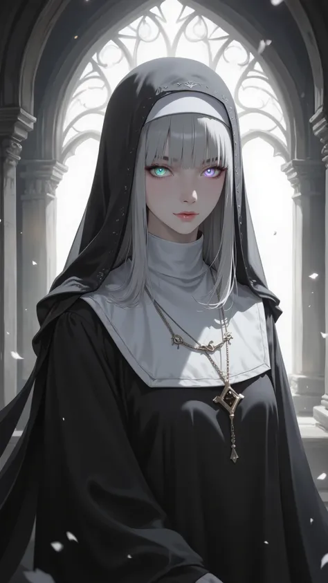 Nun, Monastic Clothes, Iridescent iris,