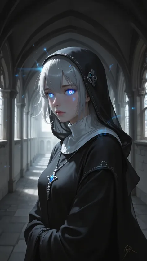 Nun, Monastic Clothes, Iridescent iris,