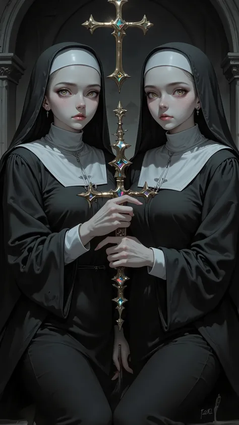 Nun, Monastic Clothes, Iridescent iris,