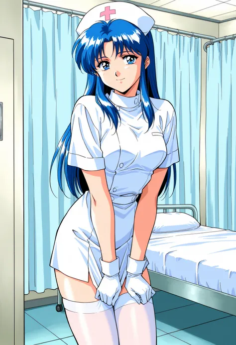 Score_9, score_8_up, score_7_up, source_anime, Kitazawa_Rumi, 1girl, solo, blue hair, breasts, long hair, blue eyes, 1990s (style), (best quality), (high quality), {masterpiece}, extremely delicate and beautiful, ultra-detailed, beautiful detailed eyes, nu...