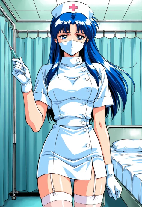 Score_9, score_8_up, score_7_up, source_anime, Kitazawa_Rumi, 1girl, solo, blue hair, breasts, long hair, blue eyes, 1990s (style), (best quality), (high quality), {masterpiece}, extremely delicate and beautiful, ultra-detailed, beautiful detailed eyes, nu...