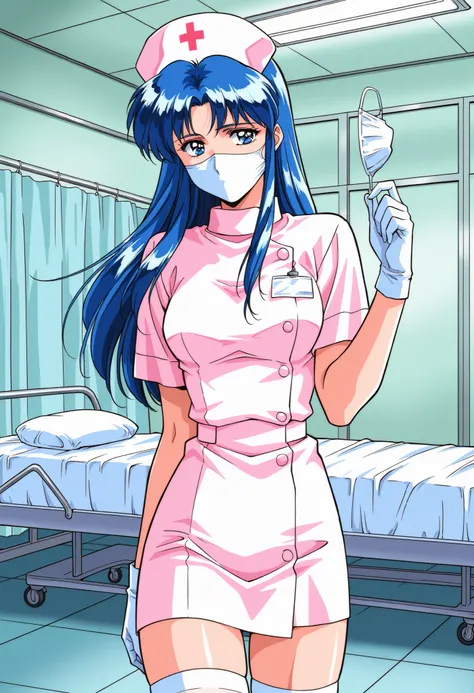 Score_9, score_8_up, score_7_up, source_anime, Kitazawa_Rumi, 1girl, solo, blue hair, breasts, long hair, blue eyes, 1990s (style), (best quality), (high quality), {masterpiece}, extremely delicate and beautiful, ultra-detailed, beautiful detailed eyes, nu...