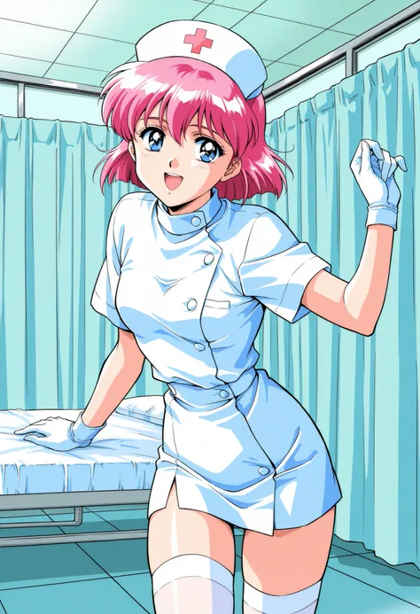 Score_9, score_8_up, score_7_up, source_anime, Kitazawa_Tomoko, 1girl, solo, pink hair, blue eyes, small breasts, short hair, 1990s (style), (best quality), (high quality), {masterpiece}, extremely delicate and beautiful, ultra-detailed, beautiful detailed...