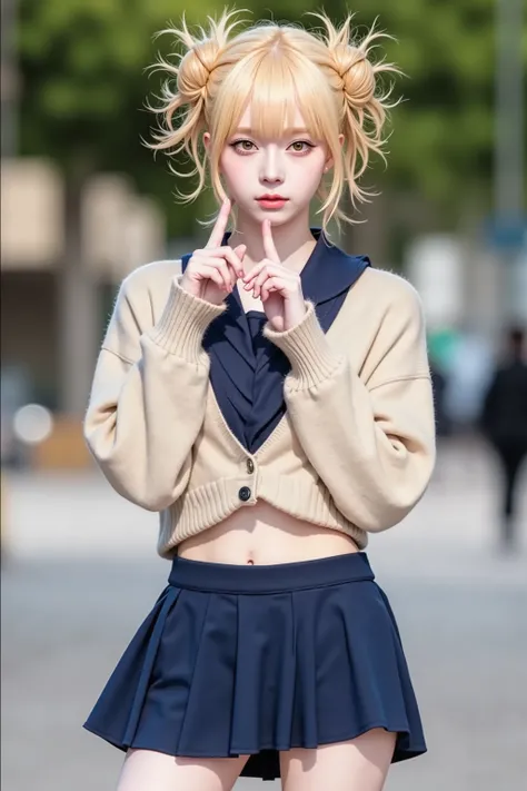 masterpiece, Highest Quality, complicated details, super real, realistic, Front-Facing Angle, 1 girl on break day, Unsuitable Smile,  ridicules, (full body, slim figure with low fat content,  Slim), platinum blonde hairstyle, twin tails, short hairstyles, ...