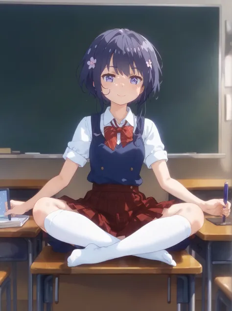 1 girl、high school girl、White High Socks、ribbed high socks、Pure white socks、pleated miniskirt、uniform、masterpiece、Highest Quality、beautiful skin、Delicate Expression、Calm Look、natural posture、fine texture、beautiful background、sunlight、Soft Light、Warm Colors...