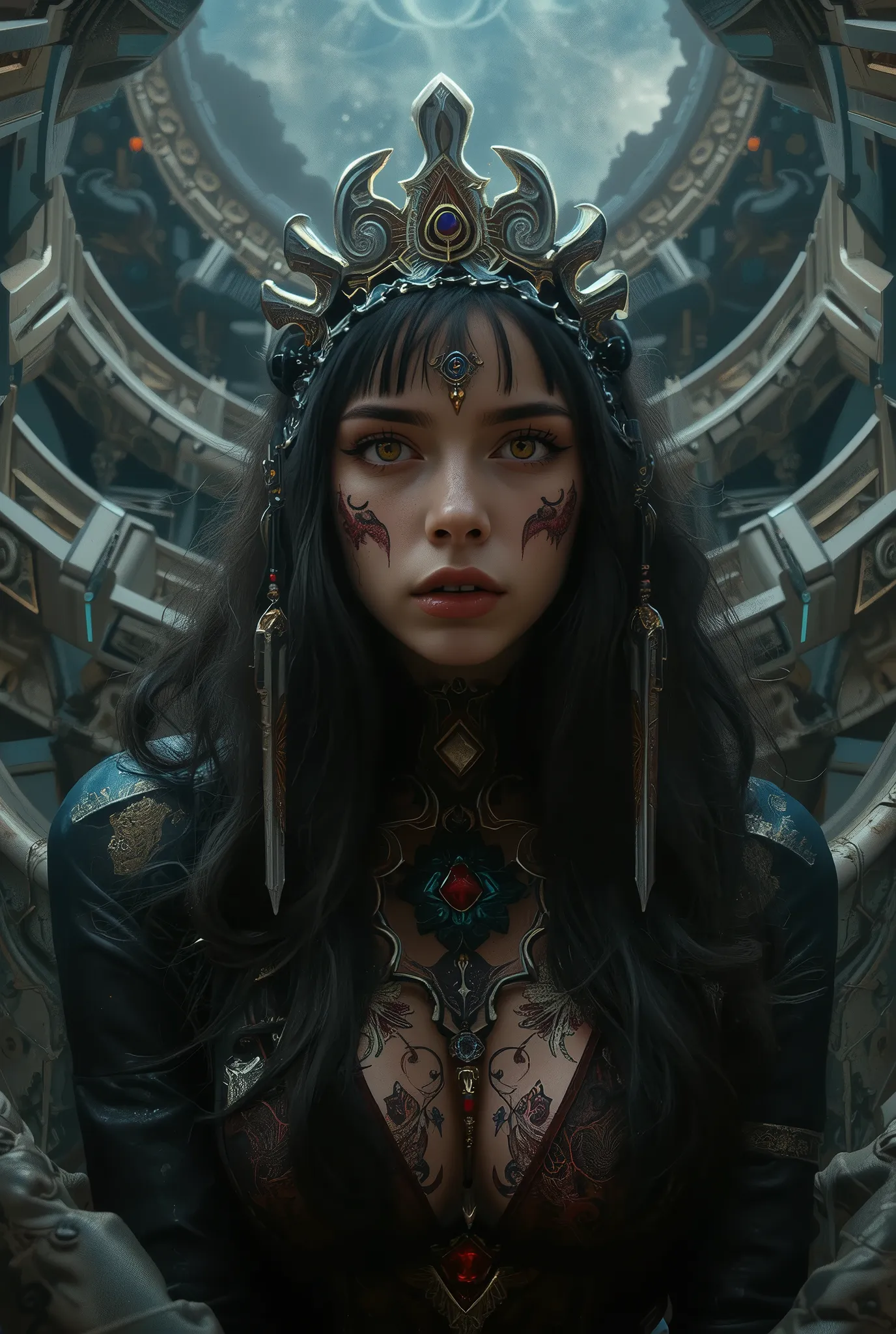 Optical illusion, Art by Brandon Woelfel and (Alex Grey:1.07), dreamy art, High detail during meals, digital paint, complicated, 8k, ((very detailed)), Cinematic Lighting, Dramatic light, intense, sharp concentration in nude clothes, Highest Quality, hy...