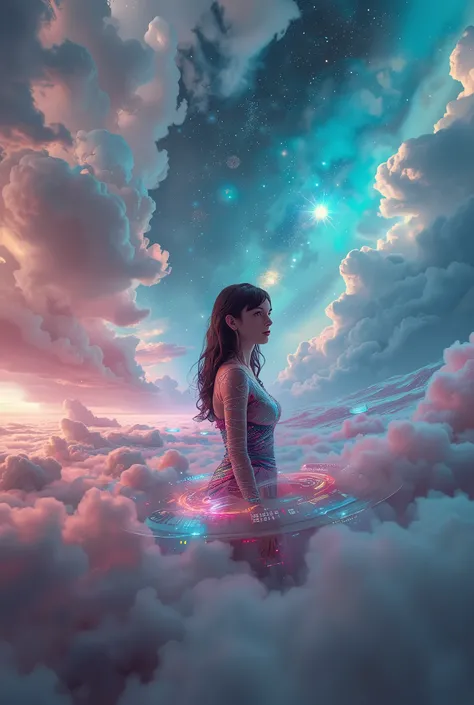 vaporwave, beautiful girl, universe, future