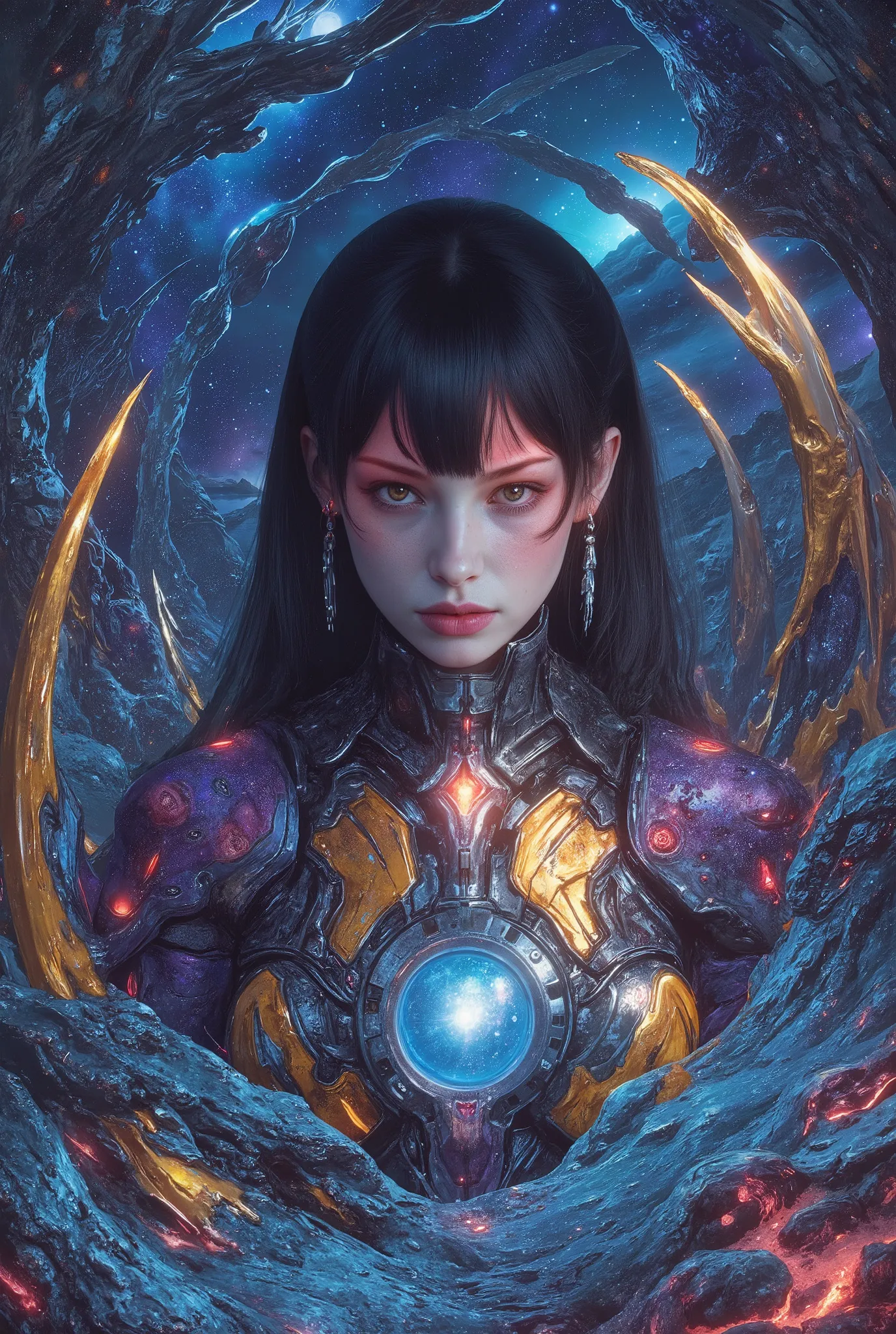 HD detailed, universe服を着た女性のクローズアップ, planets in the background , サイケデリックuniverseホラー, psychedelic illustrations, universe, Plant growth, 精神異常のuniverse, 背景universeグラフィックアート, universeのイラスト, universe, universeLSDポスターアート, After DMT Space , universeシーン, surrea...