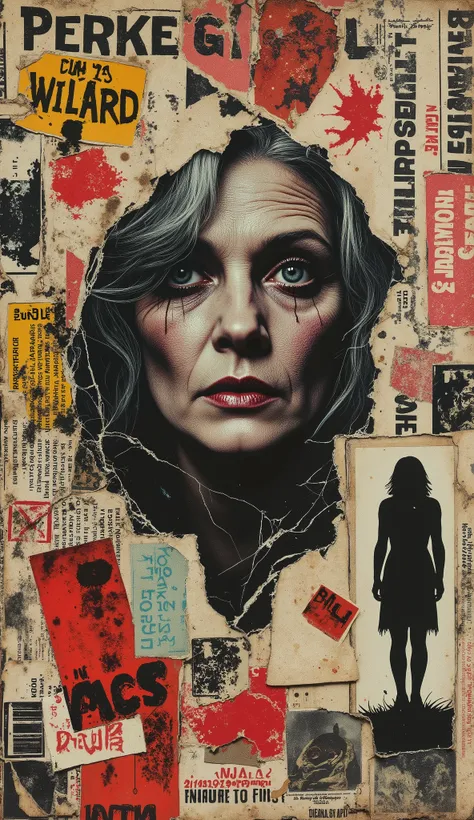 film(1929), directed by Luis Buñuel. Surreal retro collage artwork composed of cutouts from vintage horror magazines, chaotic and rebellious composition, torn paper textures, bold pop colors, absurd juxtapositions, sinister nostalgic aesthetic. Hidden with...