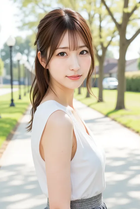 山の上の公園での記念写真、in 8K:1.5,Best Quality:1.4, 超A high resolution:1.5, (Photorealistic:1.4),masterpiece:1.2,(top-quality:1.4)、Raw photo、1a japanese girl、Cute、 (RAW フォト:1.2), (フォトリアリスティック:1.4), 美しい詳細な表情の少女, (((とてもよく詳しい eyes and face, 美しく詳細な目元, 非常に詳細な顔、はにかんだ笑顔)))...