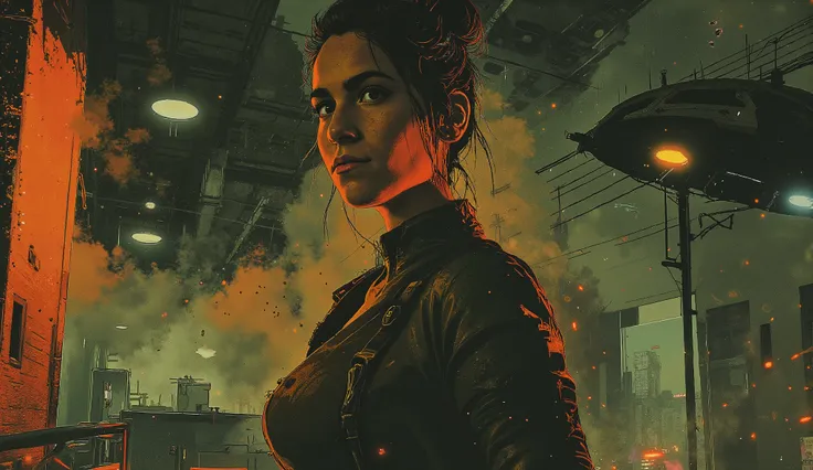 candid full-body shot of a woman in high-tech armor standing in a sci-fi environment,8K,high resolution,detailed,photorealistic,physically-based rendering,studio lighting,woman,heroic pose,stoic expression,tactical gear,metallic armor,sleek helmet,glowing ...
