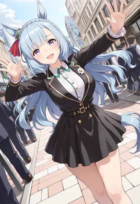 (masterpiece, best quality, perfect face:1.4), wide angle, mejiro ardan \(umamusume\), 1girl, ear ornament, horse ears, horse tail, tail on the lower back, proportional body, proportional, beautiful hair, beautiful face, beautiful detailed eyes, beautiful ...