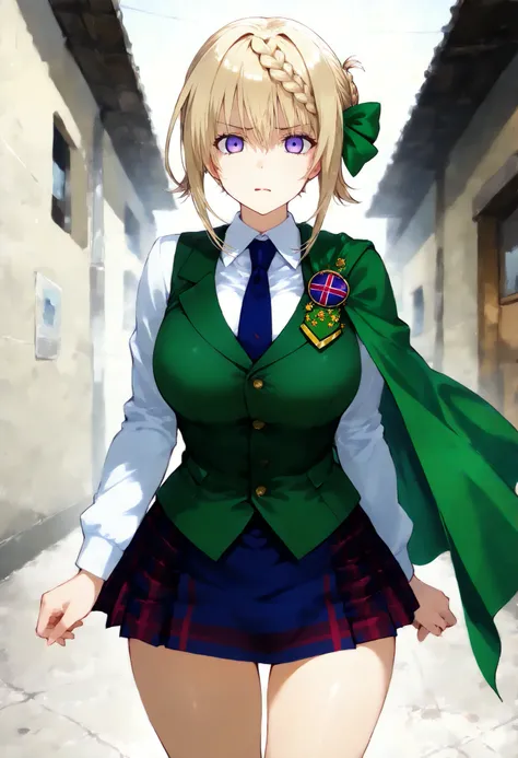 score_9, score_8_up, score_7_up, source_anime, masterpiece, absurd, perfect face, alone かわいい expression, perfect face,  , 1 girl on break day, alone,  ,  , bright eyes, Cleft lip, , .Perth KC,short hair, uniform, hair bow, white shirts, braid, Short sleeve...