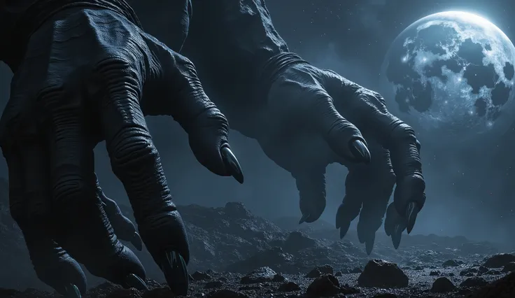 abysmal and dark hands of the titan Agatocles, a meticulously evil demon, leaving the cosmos toward a happy planet, ready to crush you.