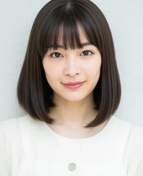 This photo shows a young woman with a graceful and calm temperament. The following is a detailed description of the image: *the character's posture and expression: The woman's face takes up the main part of the photo, Her head tilts slightly forward、I'm lo...
