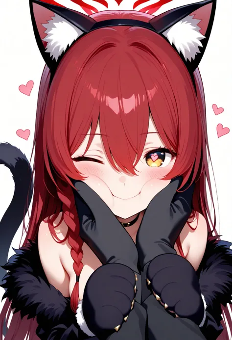 masterpiece, best quality, good quality,
1 girl , golden eyes , very long hair , long sidelocks, red hair, petite , very cute , beautiful ,Straight hair, cool, handsome, hair between eyes, sexy, female, medium breasts, kawaii, very cute, animal hands, anim...