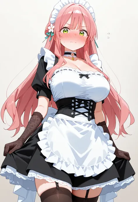 (masterpiece) ,best quality,amazing quality,very aesthetic,absurdres,newest, Hahari Hanazono (The 100 Girlfriends Who Really, Really, Really, Really, Really Love You),,black thigh-highs,, 1girl, long hair, bangs, green eyes, pink hair, flower, hair flower,...