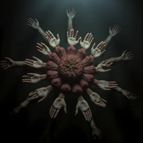 a chirophobia nightmare, a flower of thousands of fingers held in thousands of hands