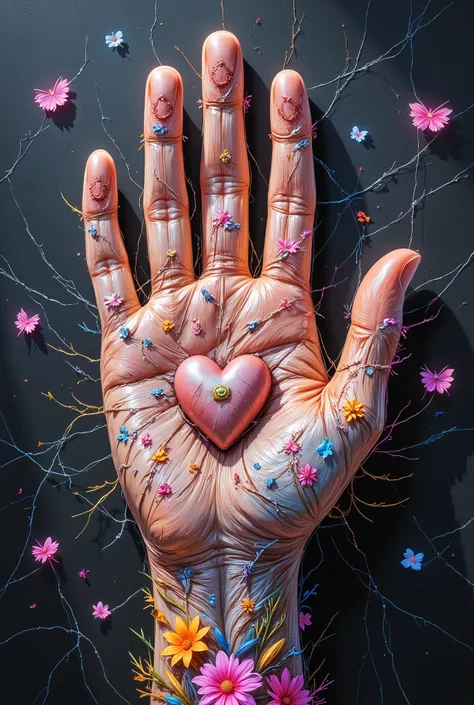 mosaic art where countless hands form the shape of one hand,High Quality,Masterpiece,Super Detail,realistic,Photo realistic,HDR,UHD,Studio Lights,ultra-fine painting,Sharp Focus,physical based rendering,extreme detailed depiction of handmade wood,Professio...