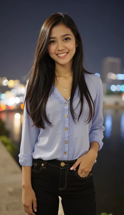 A beautiful indonesian female with long straight hairstyle, 25 years old. indonesian face, highly detailed beautiful face and eyes, attractive face, charming face, Full body, perfect body, white skin, medium breasts, anatomically correct, long tangled hair...