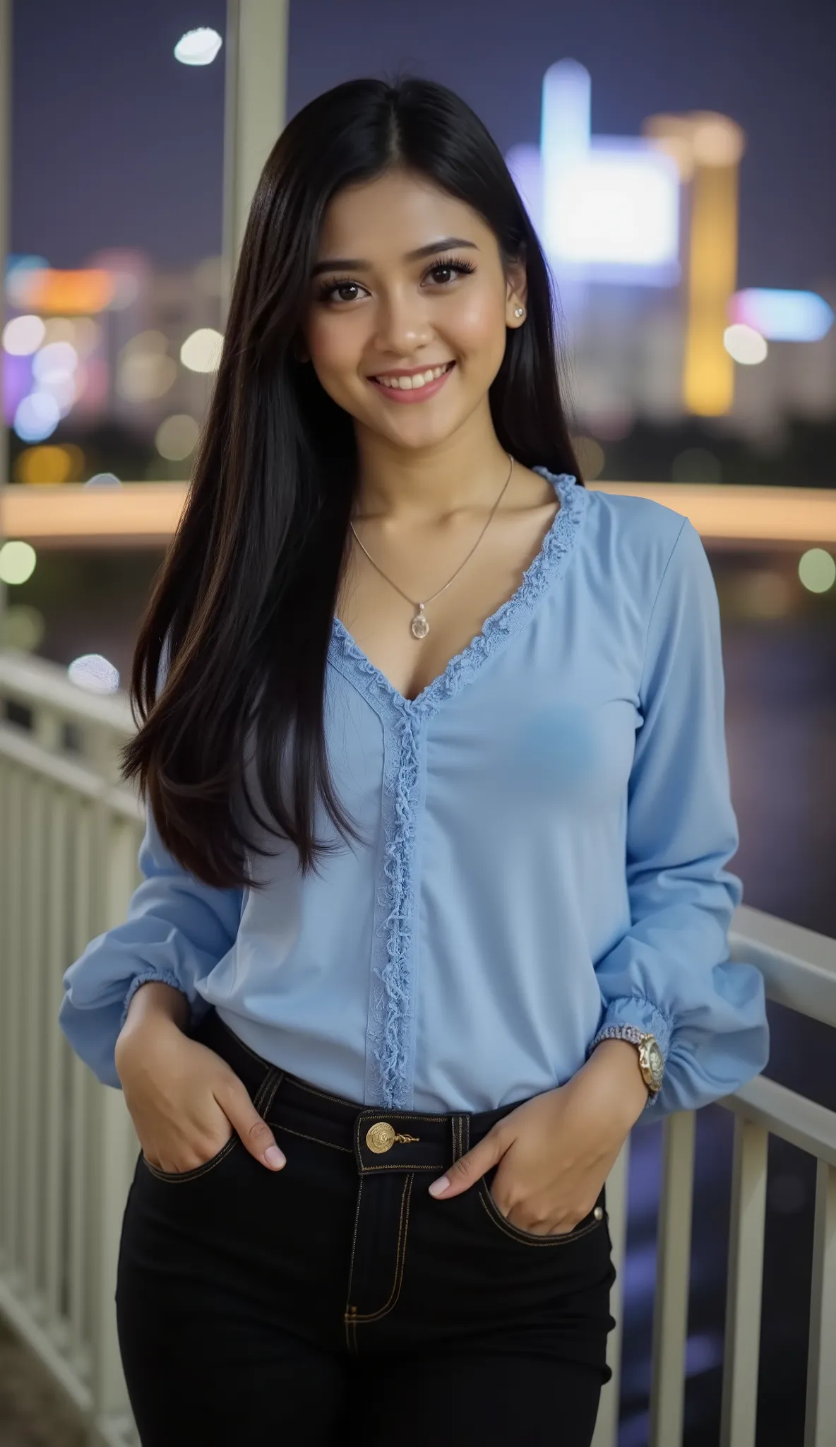 A beautiful indonesian female with long straight hairstyle, 25 years old. indonesian face, highly detailed beautiful face and eyes, attractive face, charming face, Full body, perfect body, white skin, medium breasts, anatomically correct, long tangled hair...